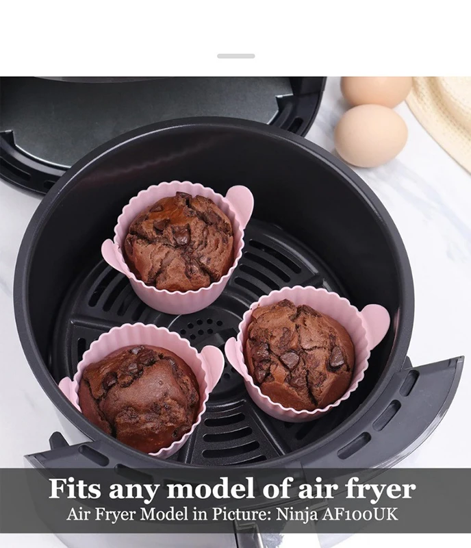 Description Picture 6 of item4/6pcs Silicone Air Fryer Egg Ramekins Mould Muffin Cupcake Cups Egg Cooking Poacher Non Stick For Oven Food-grade Dishwasher