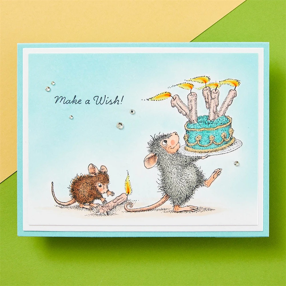 Clear Silicone Stamp Delivering Birthday Wishes Mouse DIY Crafts Card Album Making Scrapbooking Stencil
