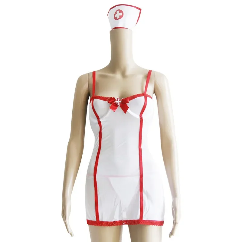 All'Ingrosso Sexy Lingerie Hot Nurse Costume Outfit Trasparente Nightshift Infermiera Dress Up Costume Bianco Fancy Dress Hen Party