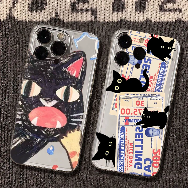 Doodle Angry Cat Clear Phone Case