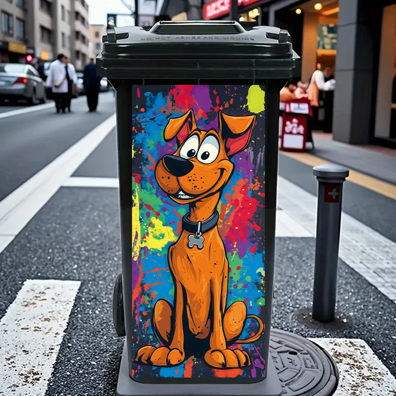 Adorable Cartoon Dog Rubbish Bin Stickers - Funny Kitchen Decor thumbnail 4