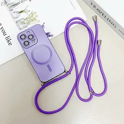 Enhanced Crossbody Magnetic Case with Soft TPU and Camera Protection - iPhone 12 Pro (Purple)