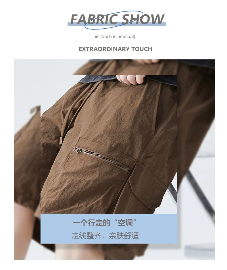 Retro Japanese Cargo Shorts Men's Street Clothing Hip-Hop Multi-Pocket Loose Straight Pants New Summer Casual Sports Pants