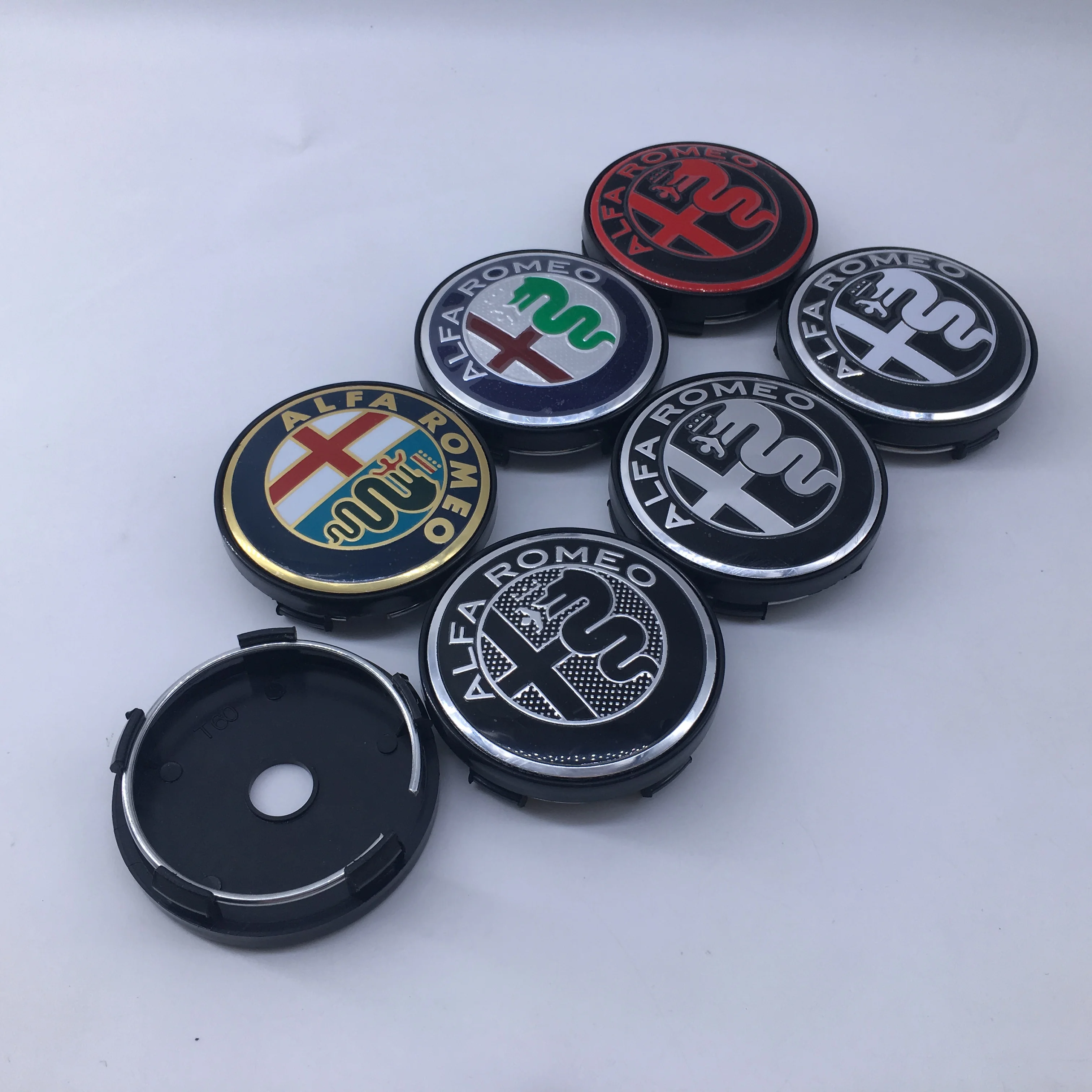 4X 60mm T60 030 ForAlfa Romeo 159 156 Stelvio 147 166 Sportiva GT Mito Emblem Auto Hub caps Decoration Styling Auto Accessories wheel center caps