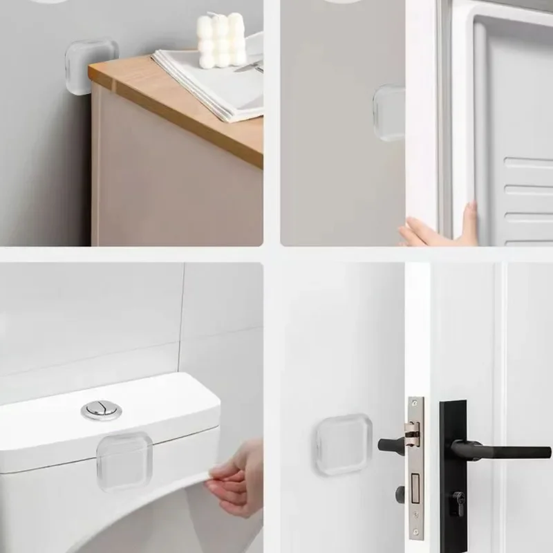 Soft Silicone Non-slip Door Stoppers Round Clear Muffler Wall Protectors Self-adhesive Door Handle Bumper Anti-crash Pads 6Pcs