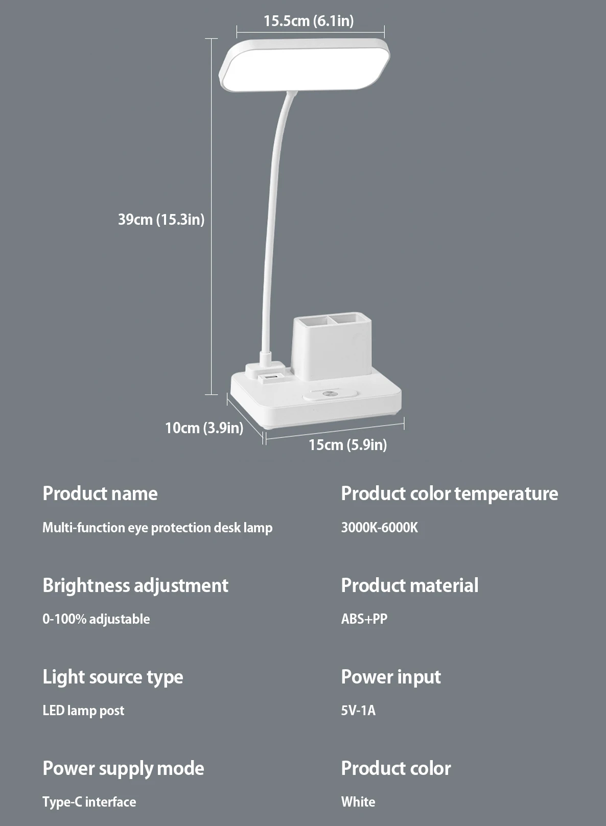 （Gift: Fan and pen holder）--3 Modes Touch Dimming USB Dimming Clip Table Lamp Student Dormitory Learning Study Table Light 6