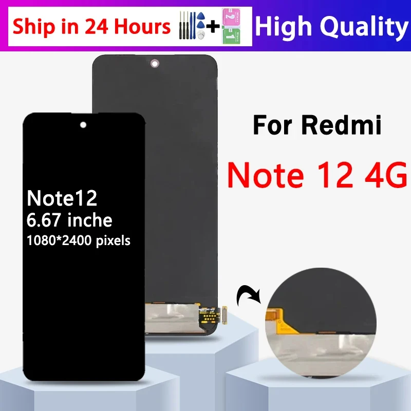 

AMOLED LCD For Xiaomi Redmi Note 12 4G 23021RAAEG LCD Display Touch Screen Digitizer Assembly For Redmi Note12 4G Display