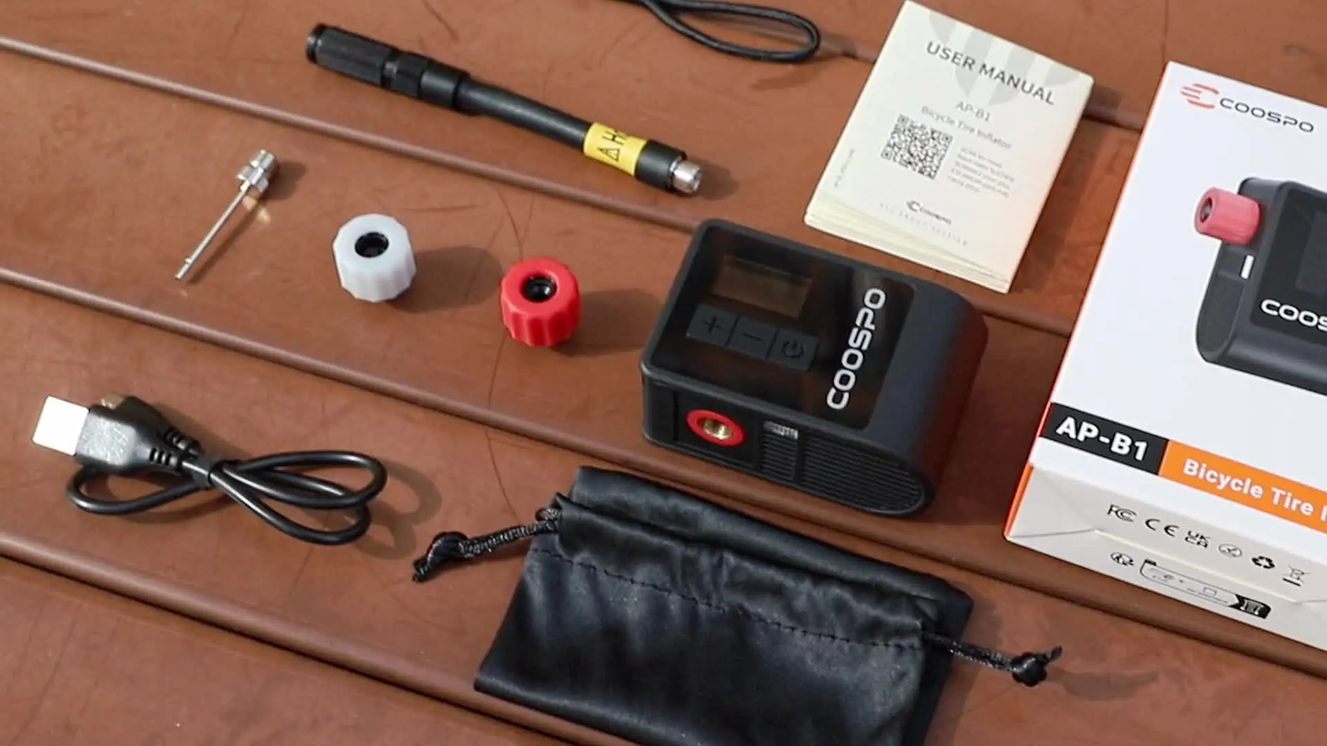 COOSPO ミニ電動エアポンプポータブルデジタルインフレーター 120PSI 