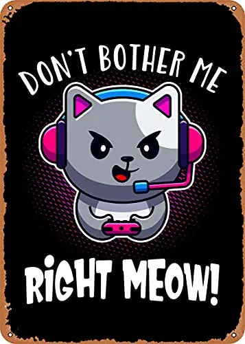 

Gaming Cat Cute Gamer Fun Vintage Look Metal Sign Patent Art Prints Retro Gift 8x12 Inch