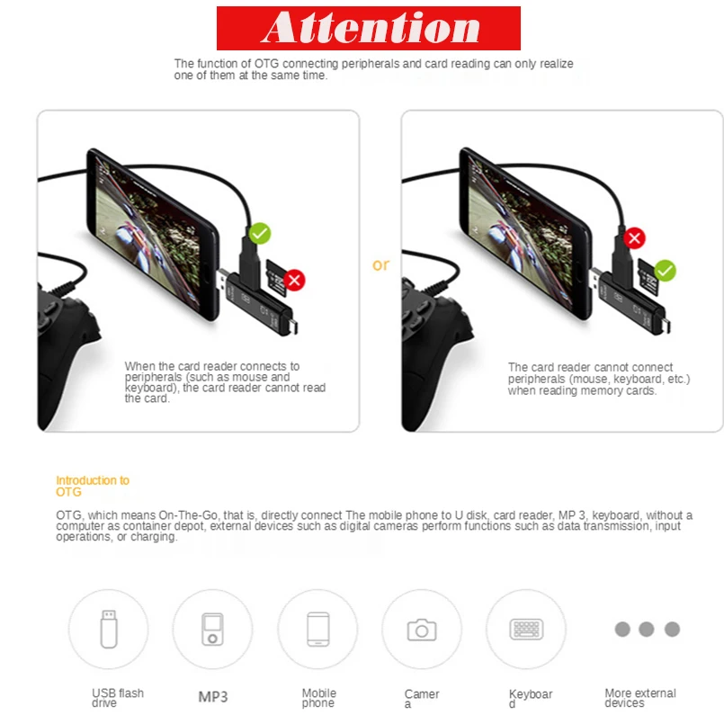 5 in 1 Usb 3.0 Multifunction Memory Card Reader Type C Usb Micro Reader Adapter TF/SD OTG USB Card Mobile Phone Accessories