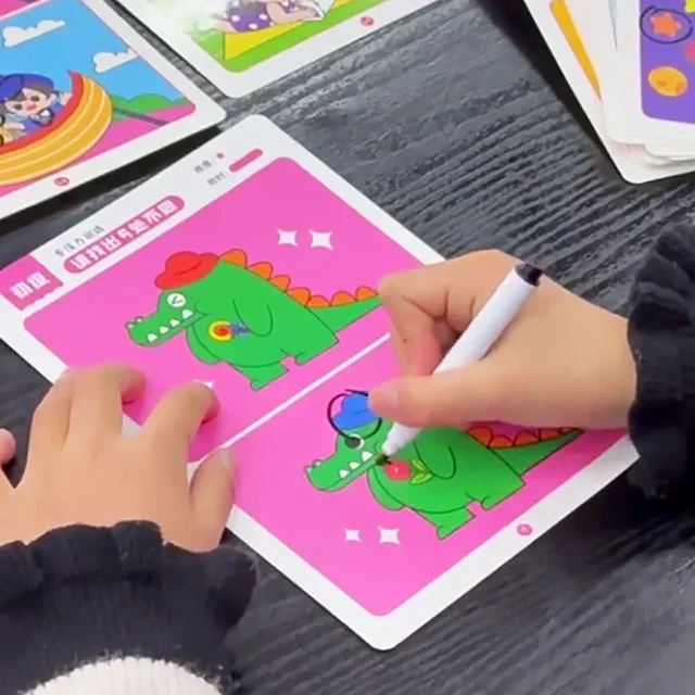 64pcs Kids Montessori Educational Game Cards Error-finding Games Baby Early Education Toys Concentration Training Reusable Cards 3