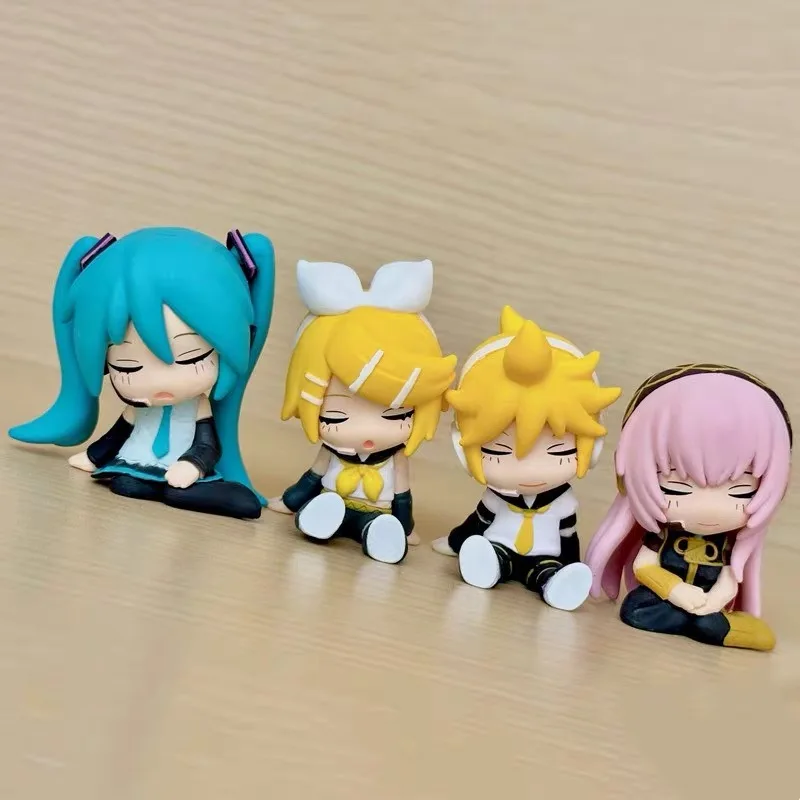 4 Pz/Set 5Cm 2024 Nuovo Anime Hatsune Miku Vivian Kagamine Rin Len Kawaii Sleep Figure Giocattoli Modello In Pvc Bambola Raccogliere Ornamenti Regali
