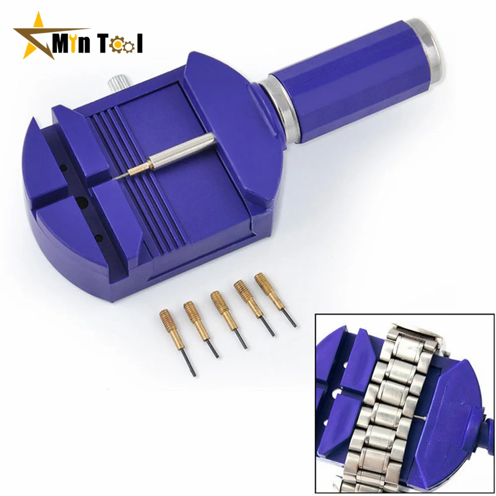 

Bracelet Wrist Watch Band Adjuster Link Strap Remover + 5 Pins Repair Tool Set for Watch Repair Hand Tool