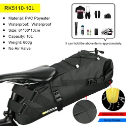 Waterproof Large Capacity Foldable Bicycle Saddle Bag (RK5110-10L)