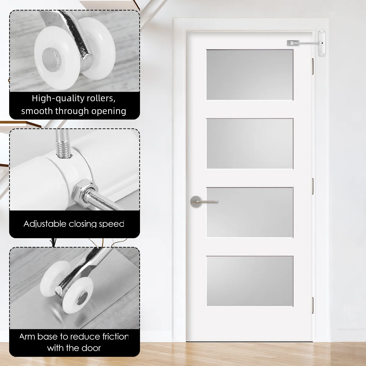 Automatic Door Closer Metal Safety Spring Door Closer Spring Adjustable Durable Convert Hinged to Self-Closing door closer