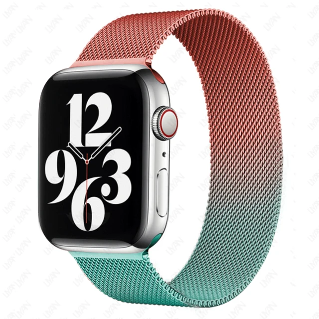 Magnetic Loop Strap For Apple watch Band 45mm 41mm 44mm 40mm 42mm 38mm Stainless steel correa bracelet iWatch serie 3 7 5 6 se 3 Red blue 41