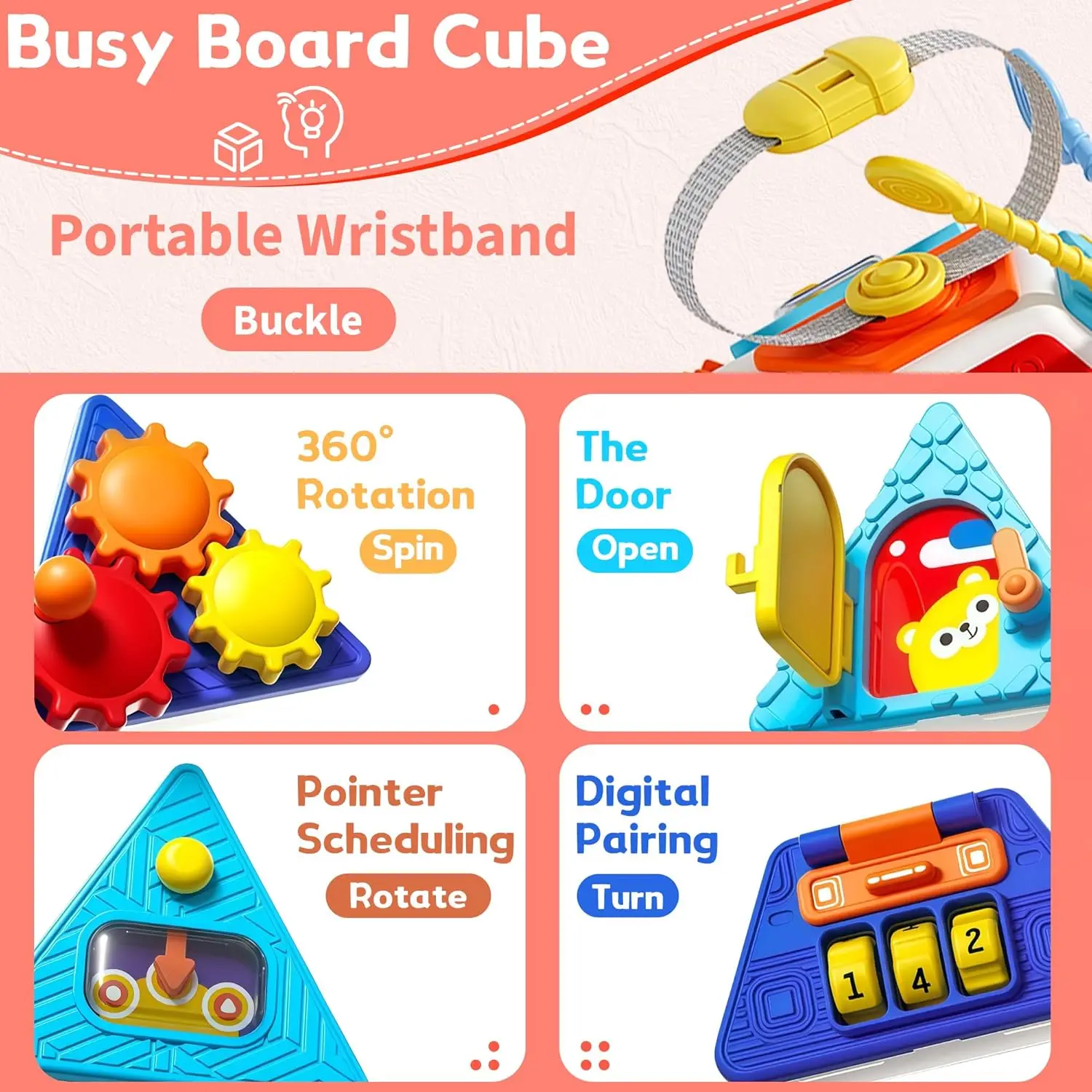 22 In 1 Montessori Baby Busy Board Cube Sensory Toys Toddler Educational Travel Lock Box Fine Motor Skill Learning_voghion.com