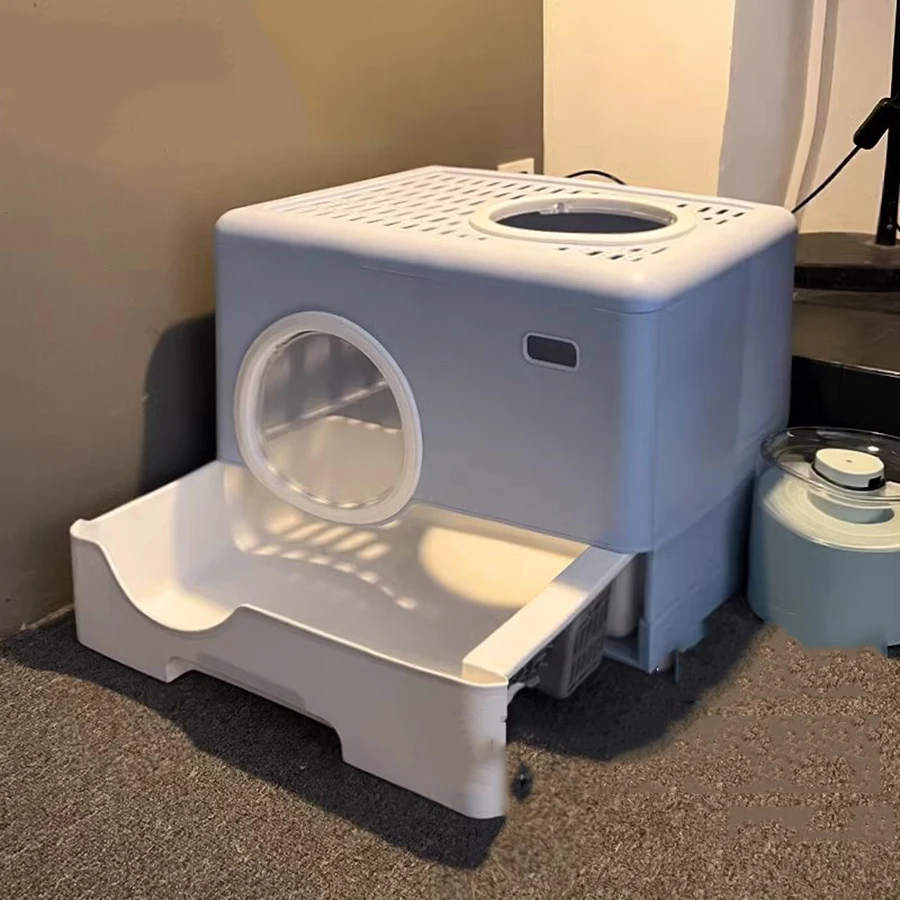 SquarePlasticCatLitterBoxCatsEnclosuresGuardLargeClosed