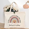 Personalized Tote Bag Custom Name Canvas Shoulder Bags Teacher Life Shopping Bag Female Travel Handbags Best Gift for Teachers 6
