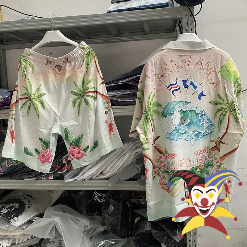 

New Sea Wave Casablanca Coconut Tree Shirts Men Women Hawaiian Shirt Tee