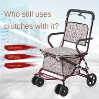 Lightweight Elderly Stroller – Foldable Shopping Cart Four-Wheeled Grocery Cart Can Sit and Push, Handy Mobile Chair for Seniors 2