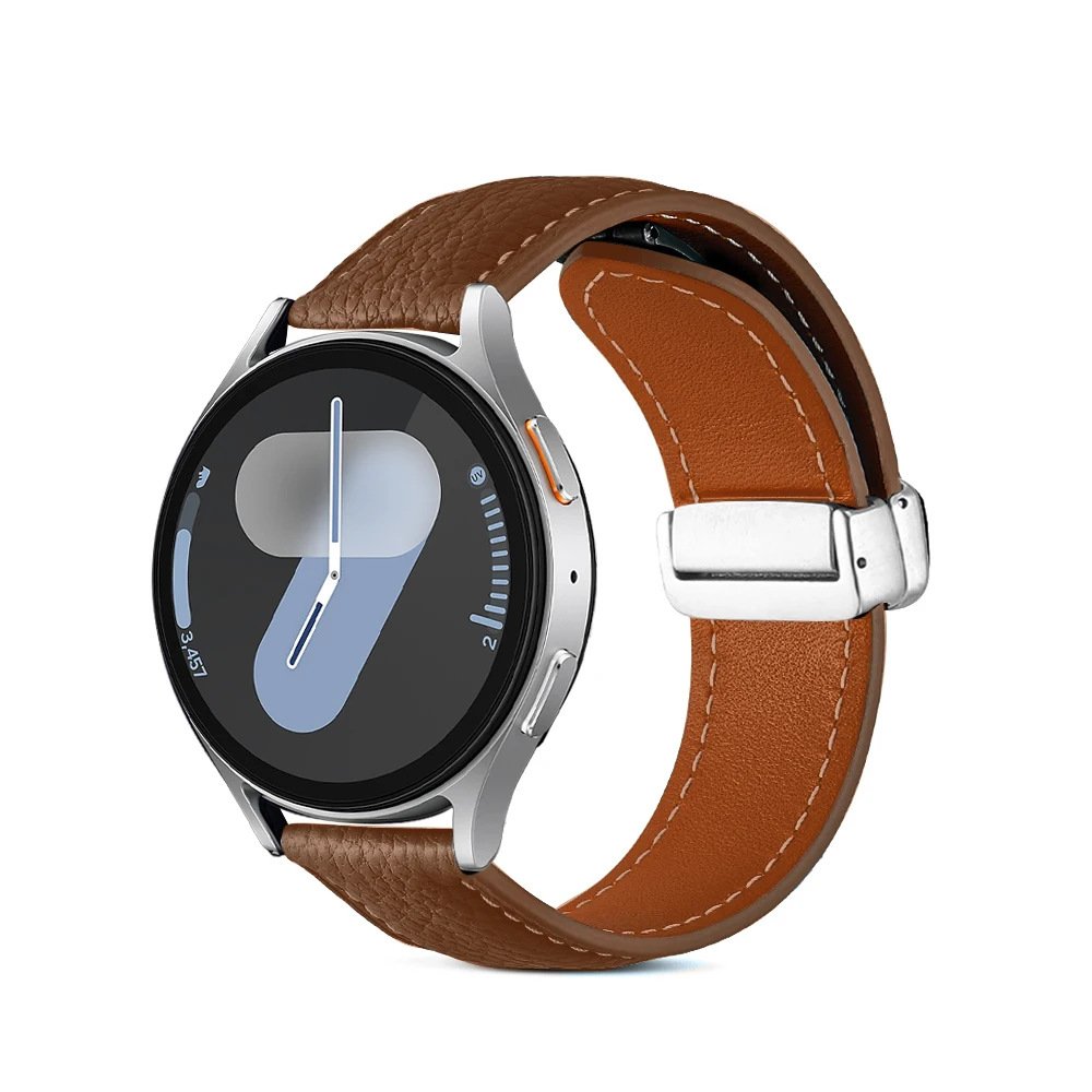 Premium Leather Strap with Magnetic Buckle - 20mm/22mm Adjustable Band