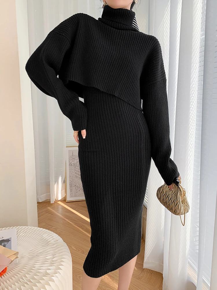 Women's Sweater Dress Two-piece Sets Elegant Knitted Long Skirt Pullover 2Piece | eBay Women's Sweater Dress Two-piece Sets Elegant Knitted Long Skirt Pullover 2Piece | eBay