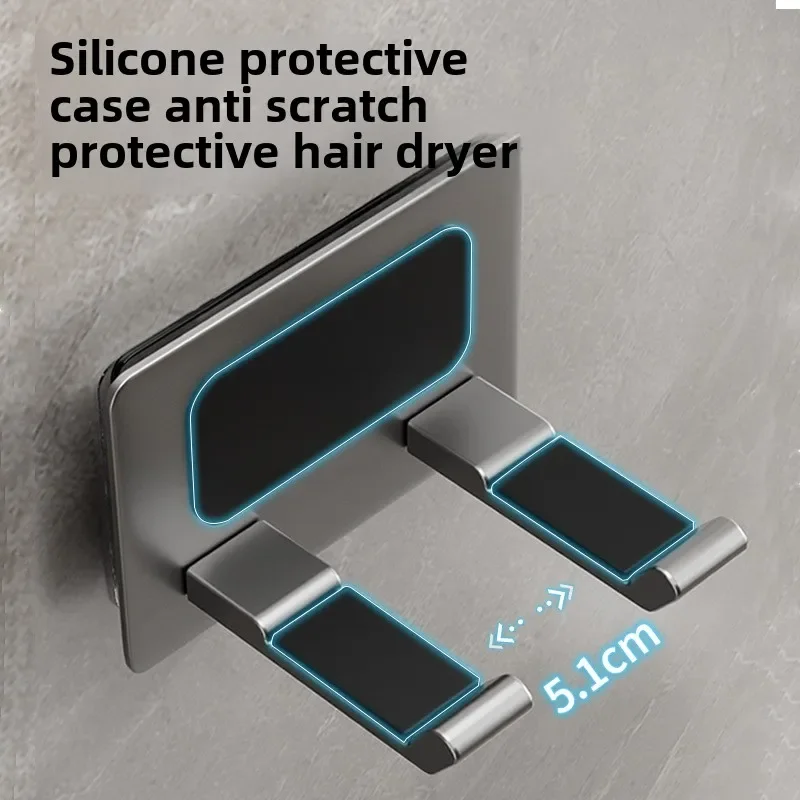 Wall Mounted Aluminum Hair Dryer Holder Self Adhesive No Drill Hairdryer Rack for Dyson Punch Free Bathroom Storage Organizer storage rack hair dryer holder hair tool holder