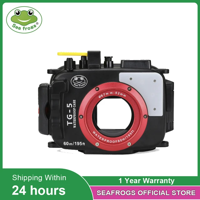 Seafrogs-防水カメラハウジング,オリンパスTG-5用,60m/tg5水中ダイビングカメラ用ケース,デュアル光ファイバーポート付き
