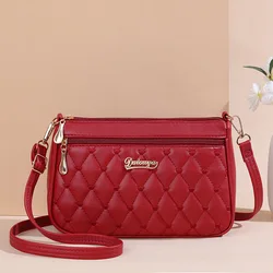 Elegant Embroidered PU Leather Crossbody Shoulder Bag - Women's Fashion Purse with Large Capacity (Red)