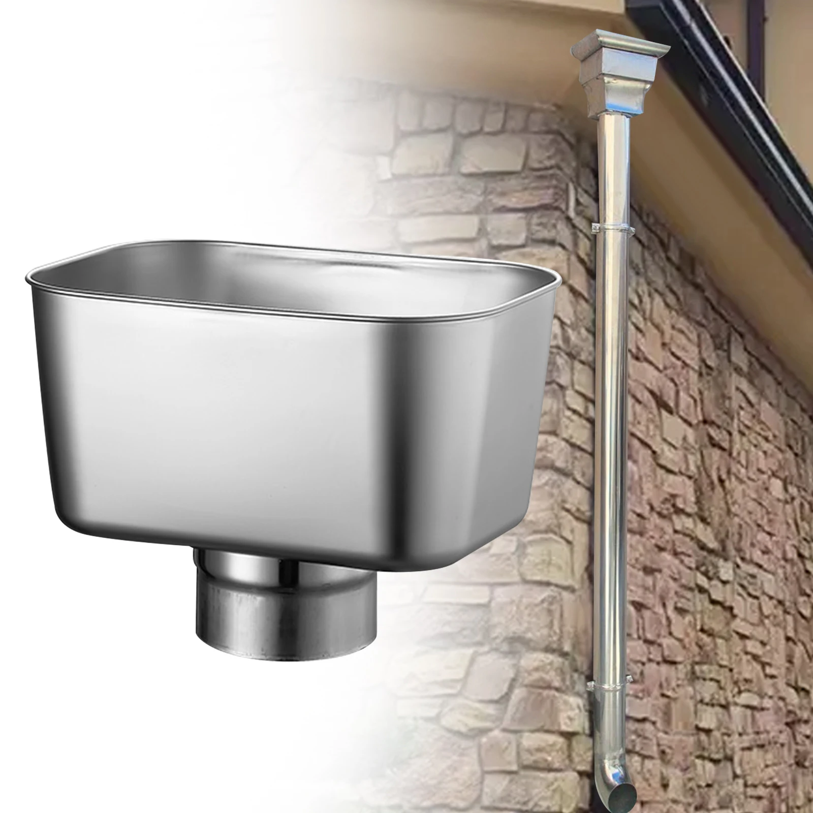 Steel Square Drain Rain Gutter Downspout Adapter, Roof Water Collector for Outdoor Drain Pipe Drainage Pipe Accessories