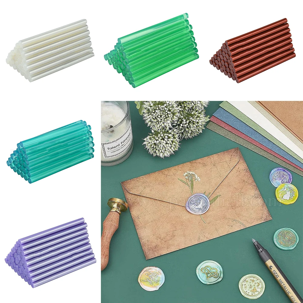 

100pcs/set Seal Wax Sticks Melting Glue Gun Sealing Wax Sticks for DIY Wedding Party Invitation Greeting Card Gift Decoration