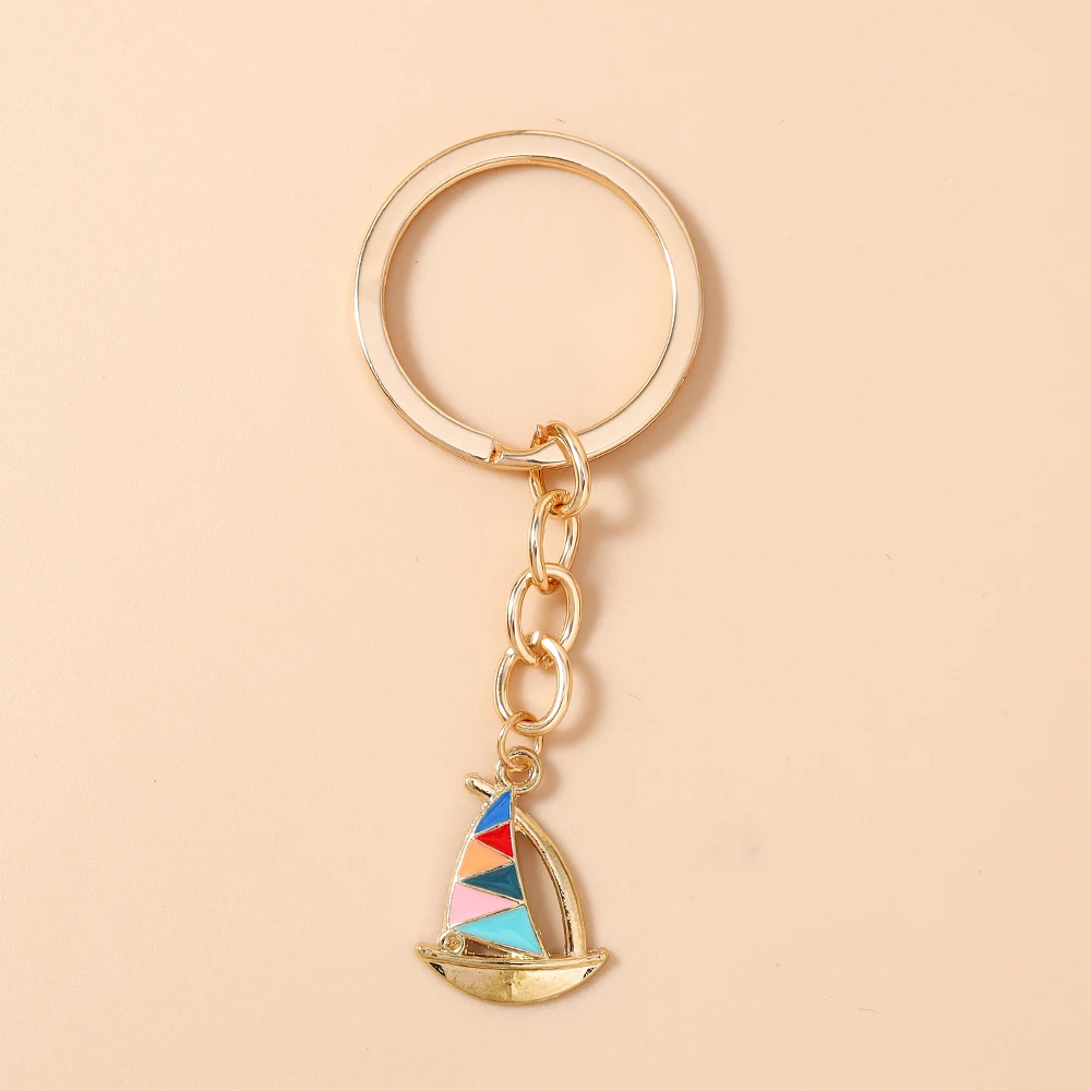 Aihua Niedlicher Emaille-Schlüsselanhänger mit Segelboot-Motiv für Sommer und Strand, Schlüsselring-Anhänger für Damen und Mädchen, Handtaschendekoration, DIY Handgemachtes Schlüsselanhänger-Geschenk – Detail 5
