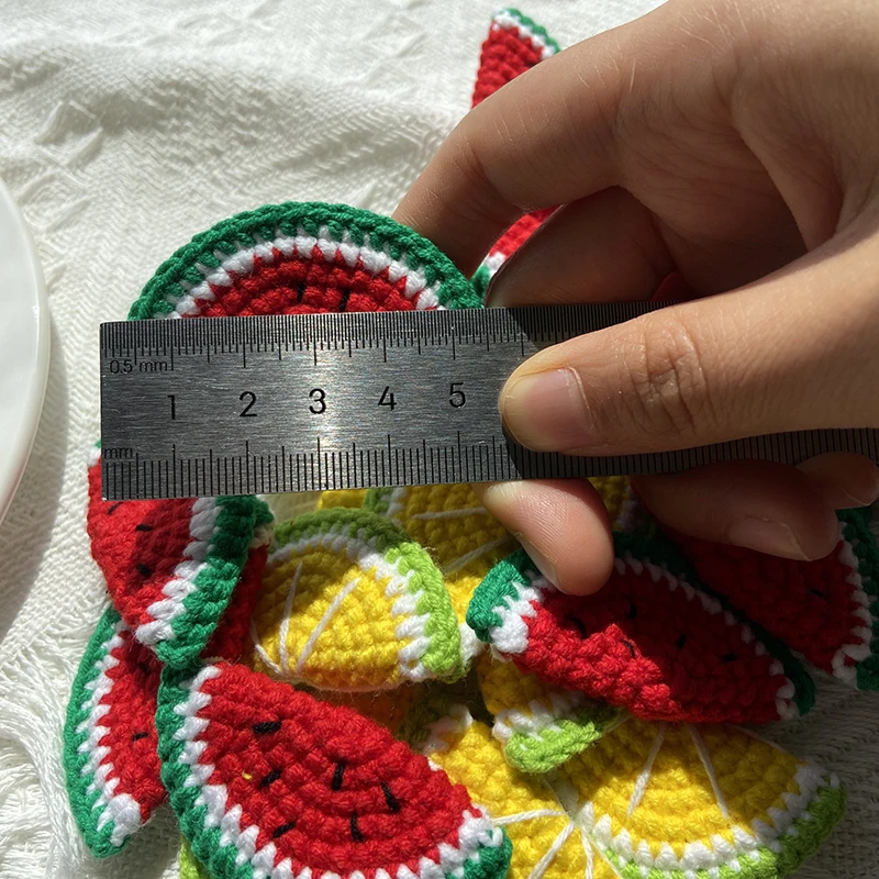 Sewing Tools Knitting Supplies Knitting Material Knitting Craft Supplies Knitted Keychain DIY Cotton thread Watermelon and Lemon kiwifruit 15PCS Crochet 5.2CM/2.05&Prime; Knitted Applique Penda Sewing Accessories