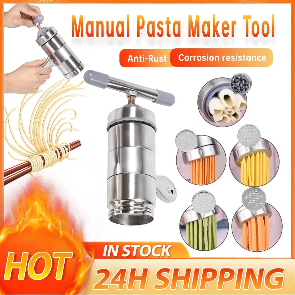 With 5Pressing Moulds Stainless Steel Manual Noodle Maker Household Press Pasta Machine Multifunctional Fruits Juicer forKitchen