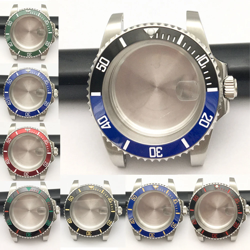 

40mm Watch Case Solid Stainless Steel Wristwatch Shell for 8215 8200 Movement GMT SUB Case Set Fit 28.5mm Dial