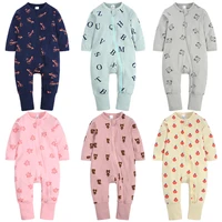 New Baby Girl Boy Infant Romper Toddler Clothes Pajamas Zipper Long Sleeve Plain Bodysuit For Newborn Jumpsuit 1Piece 3-24 Month