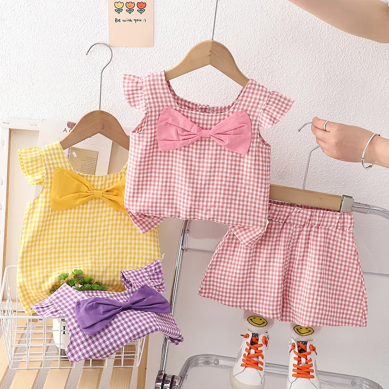 

Girls Clothes Sets Summer Children Sleeveless Shirts Shorts 2pcs Tracksuits For Baby Girl 1 To 5 Years Yids Beach Suit Outfits
