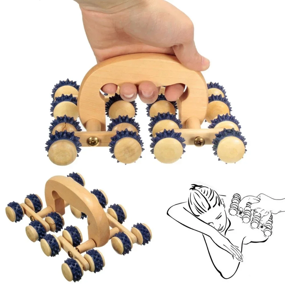 Manual Wooden Massage Roller Tool, Wood Back Massage Roller for Neck Leg Back Deep Tissue Muscle Relax Massage