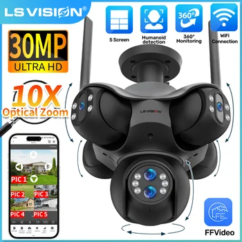 LS VISION 30MP 5 Screens Outdoor WiFi Camera 10X Optical Zoom 5 PTZ Security IP Cam Human Auto Tracking Surveillance CCTV Camera 1