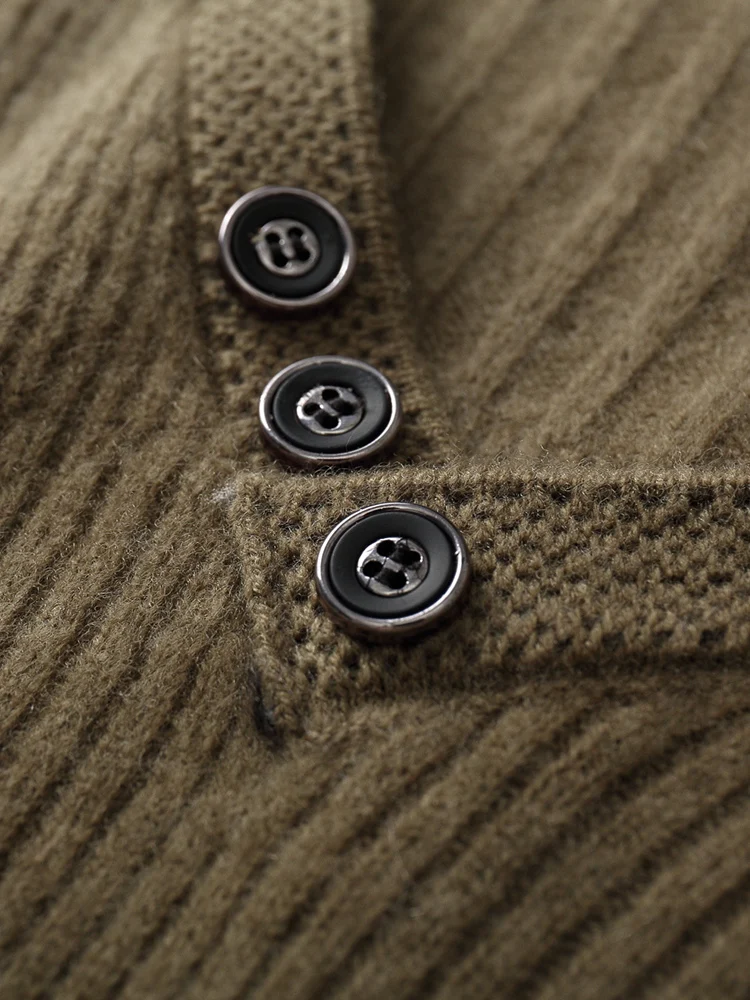 Autumn Winter New 100% Pure Wool Cashmere Sweater Men's V-neck Knitted Pullover Casual Solid Color Knitted Base Sweater Menswear 6