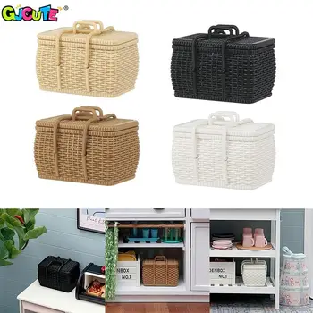 1:12 Dollhouse Miniature Woven Basket Food Storage Picnic Basket Model Home Decor Toy Doll House Accessories 1