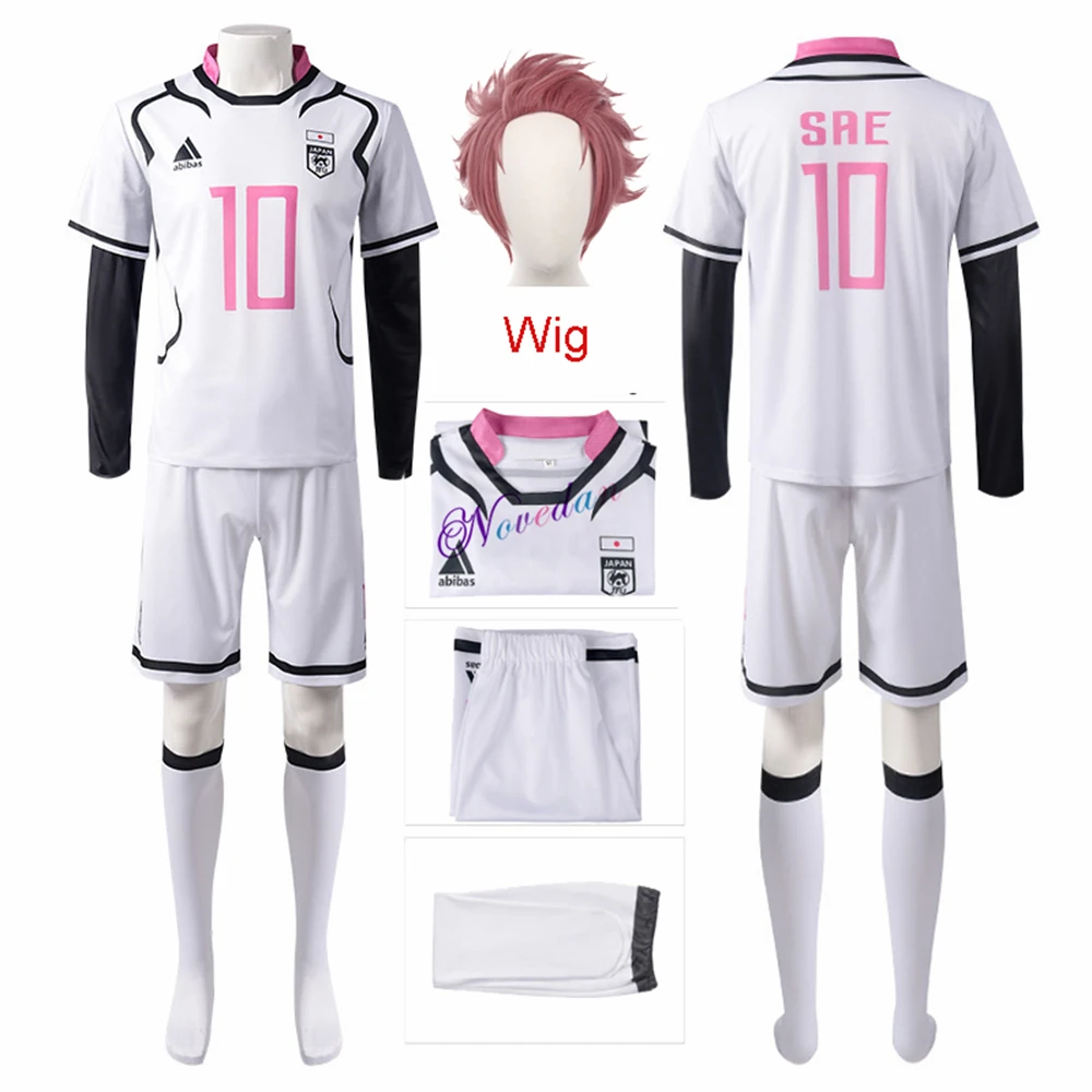 U20 Japan Blue Lock Anime Cosplay Costume Wig Bachira Sae Shidou Aiku Football Soccer White