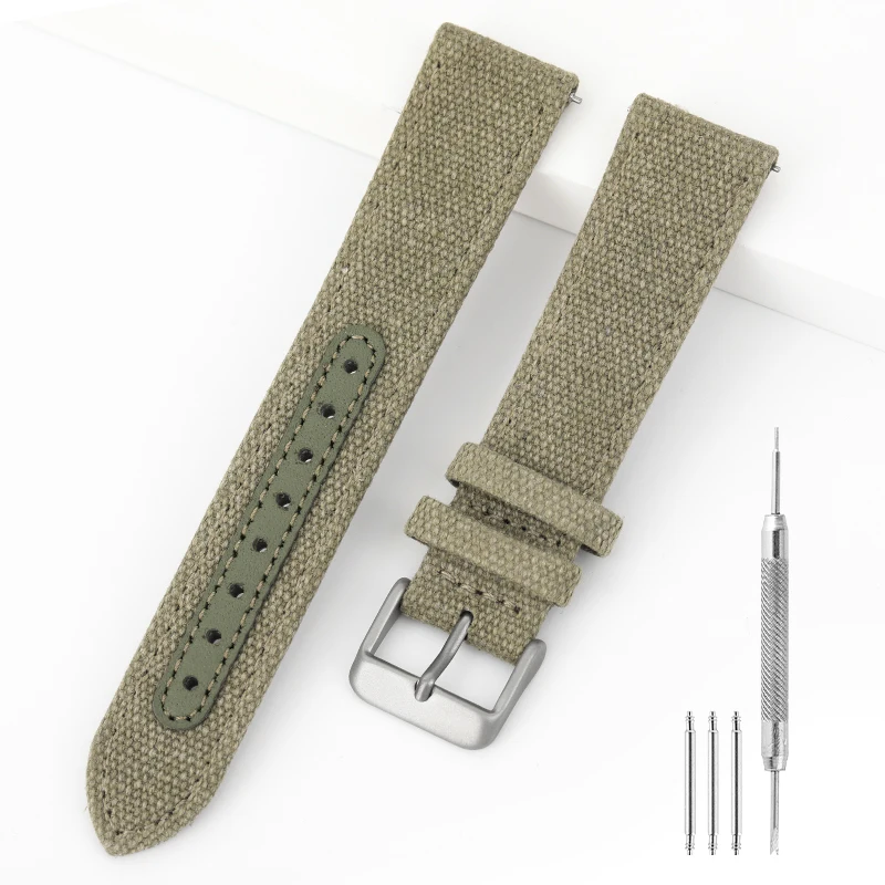 Durable Nylon Sports Watch Strap - Army Green Wristband Belt - Universal Replacement - Comfortable Fit