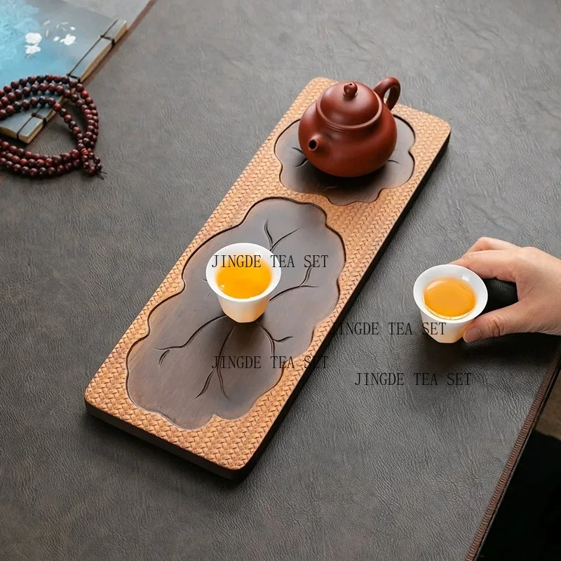Bamboo lotus tray Japanese style simple dry brewed tea table tea tray Kung Fu tea decoration ornament