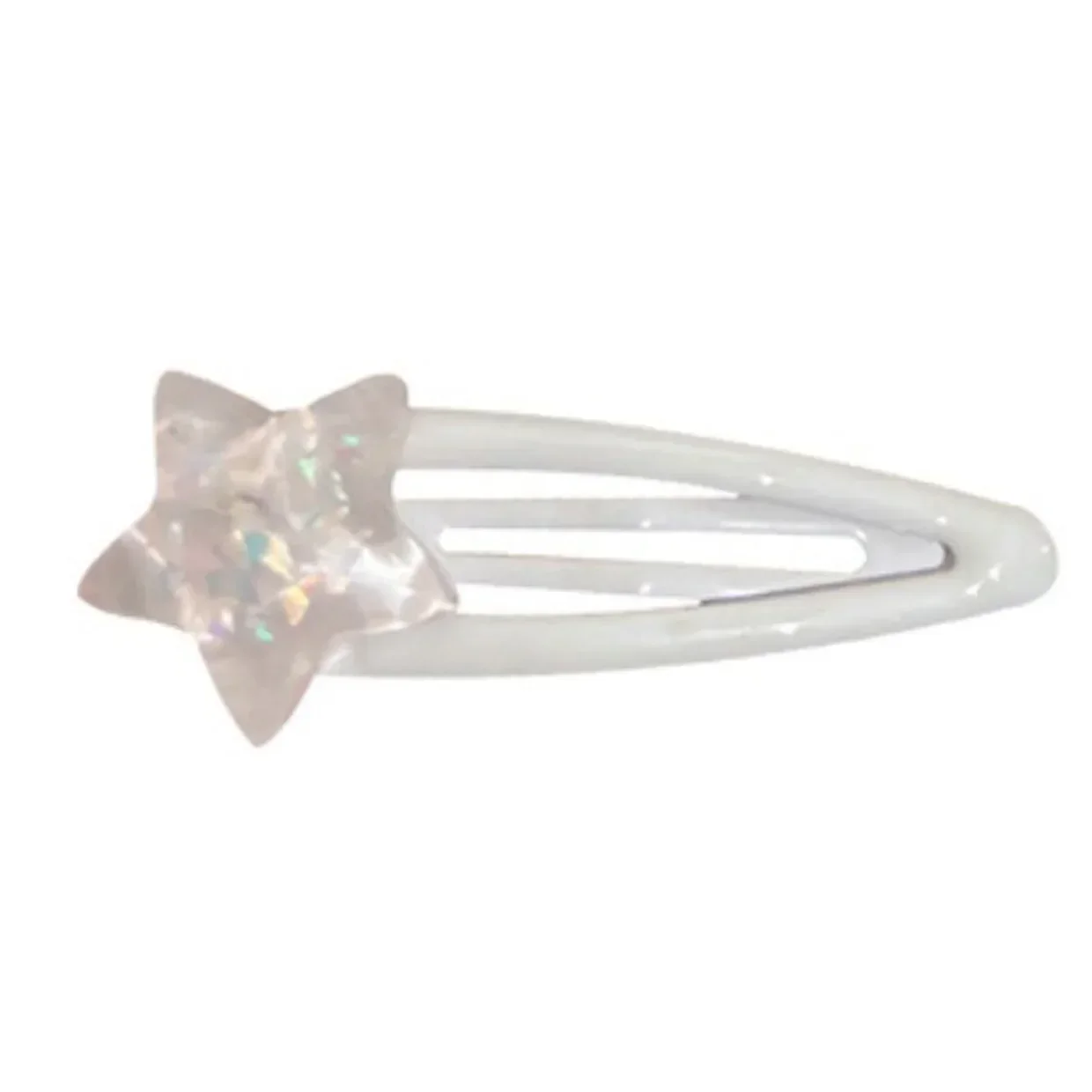 2pcs White Star Bangs Side Clip Women Girls Sweet Cute Snap Clip Hairpin Barrettes Korean Style Fashion Hair Accessories