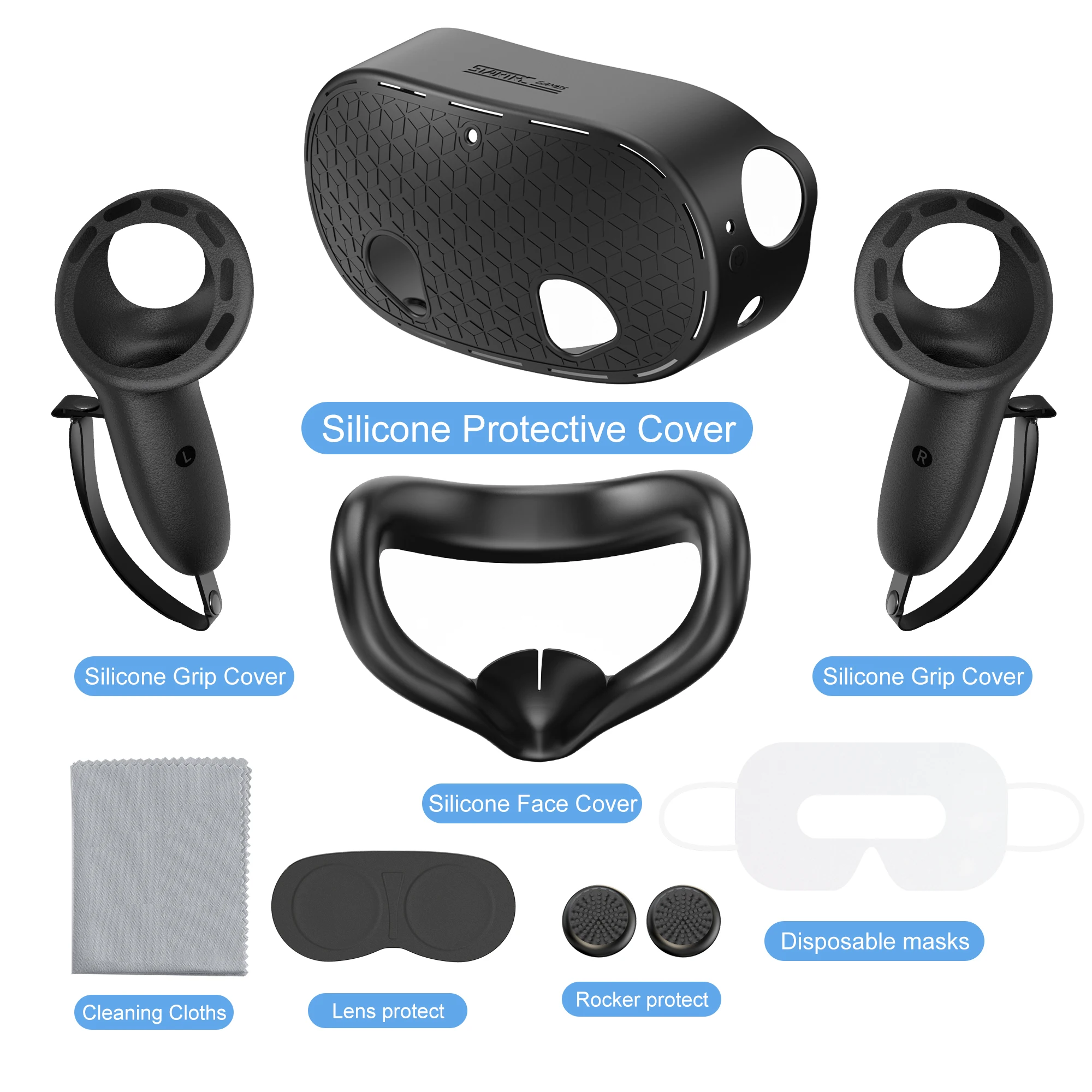 Silicone Soft Cover Set with Lens Cap & Controller Grip - VR Accessories Package