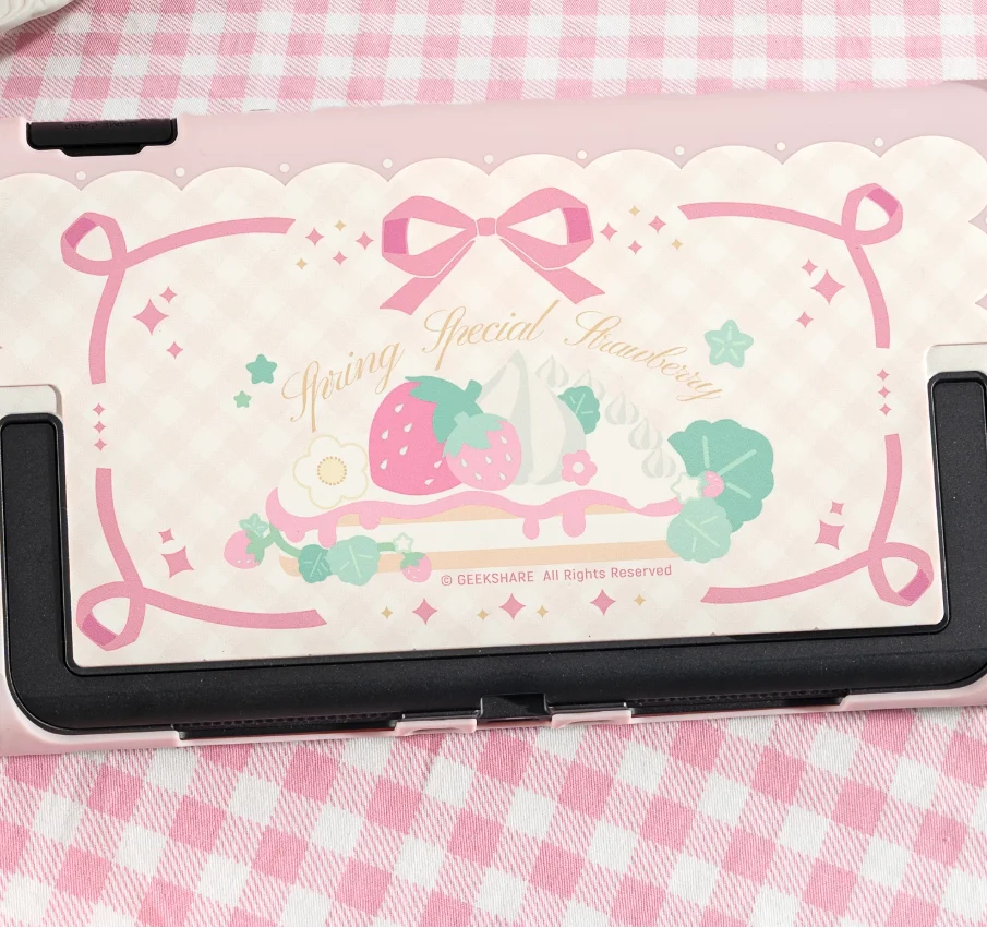 Strawberry-Themed Protective Hard Shell Case with Silicone Hand Grips