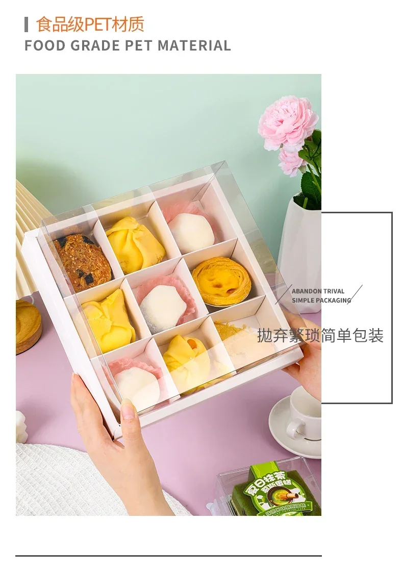 Why 87+ Bakeries Chose This: 10pcs Dessert Grid Boxes with 92% Transparency PET Lids – ... - SKU TDGB1220 - UGI Packaging
