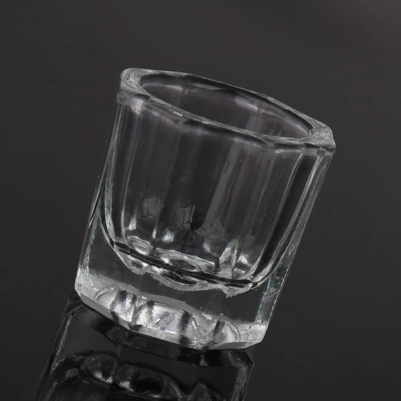 Crystal Glass For Mixing Acrylic Powder Liquid Nail Cup Dappen Dish Lid Bowl Cup Holder Equipment Nail Tools 1pc